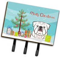 "Caroline's Treasures BB1592TH68 Christmas Tree and White English Bulldog Leash or Key Holder, Large, Multicolor"