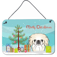 "Caroline's Treasures Christmas Tree and Pekingese Wall or Door Hanging Prints BB1593DS812, 8HX12W"