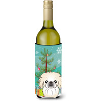 "Caroline's Treasures Christmas Tree and Pekingese Wine Bottle Koozie Hugger, 750 ml, Multicolor"