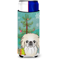 "Caroline's Treasures Christmas Tree and Pekingese Michelob Ultra Koozies for Slim Cans, Multicolor"