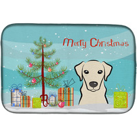 "Caroline's Treasures Christmas Tree and Yellow Labrador Dish Drying Mat, 14"" x 21"""