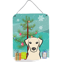 "Caroline's Treasures Christmas Tree and Yellow Labrador Wall or Door Hanging Prints BB1594DS1216, 16HX12W, Multicolor"