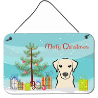 "Caroline's Treasures Christmas Tree and Yellow Labrador Wall or Door Hanging Prints BB1594DS812, 8HX12W"