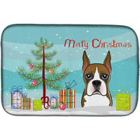 "Caroline's Treasures Christmas Tree And Boxer Dish Drying Mat, 14"" x 21"""