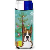 "Caroline's Treasures Christmas Tree and Boxer Michelob Ultra Koozies for Slim Cans, Multicolor"