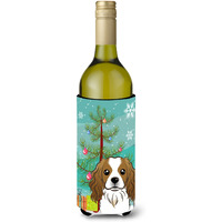 "Caroline's Treasures Christmas Tree and Cavalier Spaniel Wine Bottle Koozie Hugger, 750 ml, Multicolor"