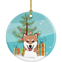 Caroline's Treasures Christmas Tree and Shiba Inu Ceramic Ornament