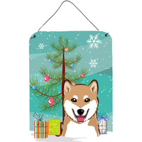 "Caroline's Treasures Christmas Tree and Shiba Inu Wall or Door Hanging Prints BB1597DS1216, 16HX12W, Multicolor"