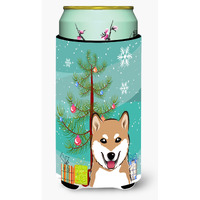"Caroline's Treasures Christmas Tree and Shiba Inu Tall Boy Koozie Hugger, Multicolor"