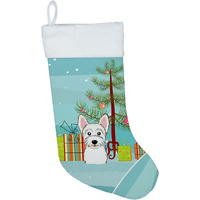"Caroline's Treasures Tree and Westie Christmas, Holiday Stocking, decoration, 11 x 18, Multicolor"