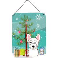 "Caroline's Treasures Christmas Tree and Westie Wall or Door Hanging Prints BB1598DS1216, 16HX12W, Multicolor"