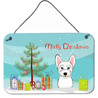 "Caroline's Treasures Christmas Tree and Westie Wall or Door Hanging Prints BB1598DS812, 8HX12W"