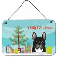 "Caroline's Treasures Christmas Tree and French Bulldog Wall or Door Hanging Prints BB1599DS812, 8HX12W, Multicolor"
