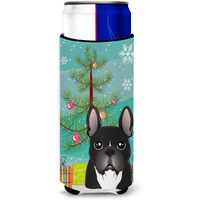 "Caroline's Treasures BB1599MUK Christmas Tree and French Bulldog Michelob Ultra Koozies for Slim Cans, Multicolor"