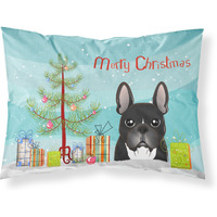 "Caroline's Treasures BB1599PILLOWCASE Christmas Tree And French Bulldog Fabric Standard Pillowcase, Large, Multicolor"