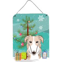"Caroline's Treasures Christmas Tree and Borzoi Wall or Door Hanging Prints BB1600DS1216, 16HX12W, Multicolor"