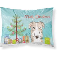 "Caroline's Treasures BB1600PILLOWCASE Christmas Tree And Borzoi Fabric Standard Pillowcase, Large, Multicolor"