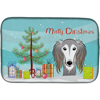 "Caroline's Treasures Christmas Tree And Saluki Dish Drying Mat, 14"" x 21"""