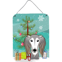 "Caroline's Treasures Christmas Tree and Saluki Wall or Door Hanging Prints BB1601DS1216, 16HX12W, Multicolor"