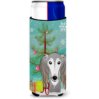 "Caroline's Treasures Christmas Tree and Saluki Michelob Ultra Koozies for Slim Cans, Multicolor"