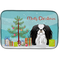 "Caroline's Treasures Christmas Tree And Japanese Chin Dish Drying Mat, 14"" x 21"""