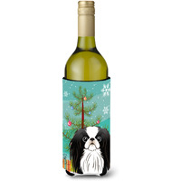 "Caroline's Treasures Christmas Tree and Japanese Chin Wine Bottle Koozie Hugger, 750 ml, Multicolor"
