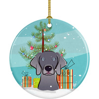 "Caroline's Treasures Christmas Tree and Weimaraner Ceramic Ornament, Multicolor"