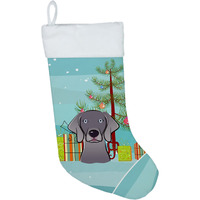 "Caroline's Treasures Tree and Weimaraner Christmas, Holiday Stocking, decoration, 11 x 18, Multicolor"