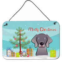 "Caroline's Treasures Christmas Tree and Weimaraner Wall or Door Hanging Prints BB1603DS812, 8HX12W"