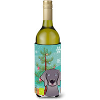 "Caroline's Treasures Christmas Tree and Weimaraner Wine Bottle Koozie Hugger, 750 ml, Multicolor"