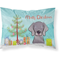 "Caroline's Treasures BB1603PILLOWCASE Christmas Tree And Weimaraner Fabric Standard Pillowcase, Large, Multicolor"