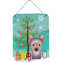 "Caroline's Treasures Christmas Tree and Yorkie Puppy Wall or Door Hanging Prints BB1604DS1216, 16HX12W, Multicolor"