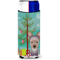 "Caroline's Treasures Christmas Tree and Yorkie Puppy Michelob Ultra Koozies for Slim Cans, Multicolor"