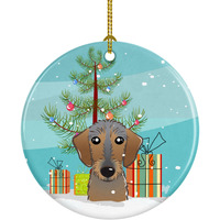 Caroline's Treasures Christmas Tree and Wirehaired Dachshund Ceramic Ornament