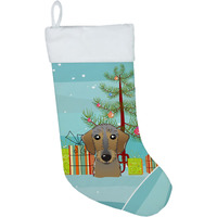 "Caroline's Treasures Tree and Wirehaired Dachshund Christmas, Holiday Stocking, decoration, 11 x 18, Multicolor"