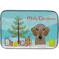 "Caroline's Treasures Christmas Tree And Wirehaired Dachshund Dish Drying Mat, 14"" x 21"""