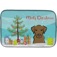 "Caroline's Treasures Christmas Tree And Chocolate Labrador Dish Drying Mat, 14"" x 21"""