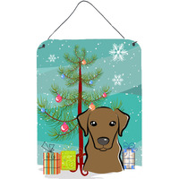 "Caroline's Treasures Christmas Tree and Chocolate Labrador Wall or Door Hanging Prints BB1606DS1216, 16HX12W, Multicolor"