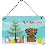 "Caroline's Treasures Christmas Tree and Chocolate Labrador Wall or Door Hanging Prints BB1606DS812, 8HX12W, Multicolor"