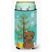 "Caroline's Treasures Christmas Tree and Chocolate Labrador Tall Boy Koozie Hugger, Multicolor"