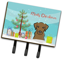 "Caroline's Treasures BB1606TH68 Christmas Tree and Chocolate Labrador Leash or Key Holder, Large, Multicolor"