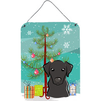 "Caroline's Treasures Christmas Tree and Black Labrador Wall or Door Hanging Prints BB1607DS1216, 16HX12W, Multicolor"