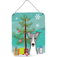 "Caroline's Treasures Christmas Tree and Italian Greyhound Wall or Door Hanging Prints BB1608DS1216, 16HX12W, Multicolor"