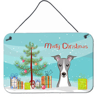 "Caroline's Treasures Christmas Tree and Italian Greyhound Wall or Door Hanging Prints BB1608DS812, 8HX12W"