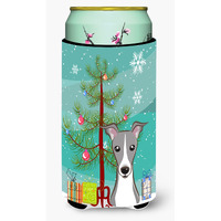 "Caroline's Treasures Christmas Tree and Italian Greyhound Tall Boy Koozie Hugger, Multicolor"