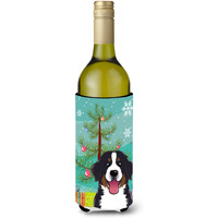 "Caroline's Treasures Christmas Tree and Bernese Mountain Dog Wine Bottle Koozie Hugger, 750 ml, Multicolor"