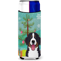 "Caroline's Treasures Christmas Tree and Bernese Mountain Dog Michelob Ultra Koozies for Slim Cans, Multicolor"