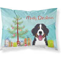 "Caroline's Treasures BB1609PILLOWCASE Christmas Tree And Bernese Mountain Dog Fabric Standard Pillowcase, Large, Multicolor"