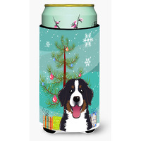 "Caroline's Treasures BB1609TBC Christmas Tree and Bernese Mountain Dog Tall Boy Koozie Hugger, Multicolor"