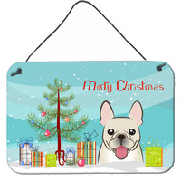 "Caroline's Treasures Christmas Tree and French Bulldog Wall or Door Hanging Prints BB1610DS812, 8HX12W, Multicolor"